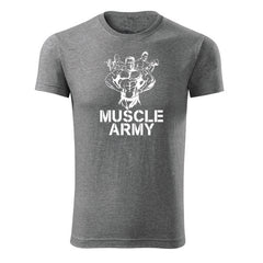 DRAGOWA μπλουζάκι fitness muscle army team 180 g/m², γκρι