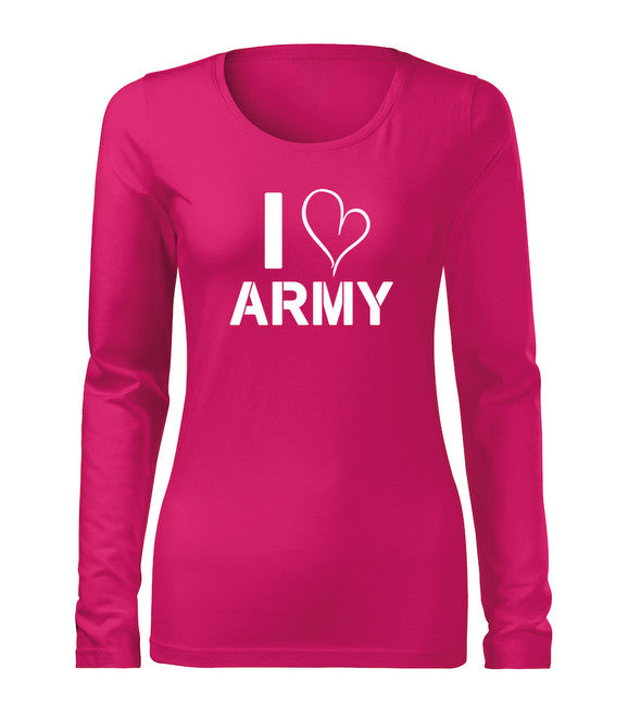 DRAGOWA Slim тениска дамска с дълъг ръкав I Love Army