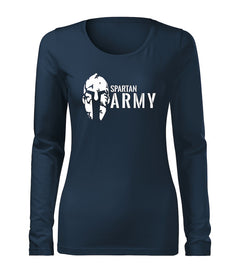 DRAGOWA Slim γυναικείο μακρυμάνικο μπλουζάκι Spartan army 160 g/m², σκούρο μπλε