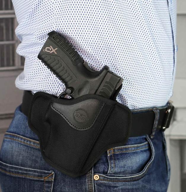 Falco Mayer отворено панкейк калъф на опасък OWB найлонов Glock 19, черен дясно