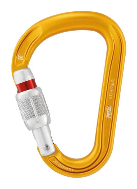 Petzl Attache HMS карабина с кръгло напречно сечение и заключване, жълта