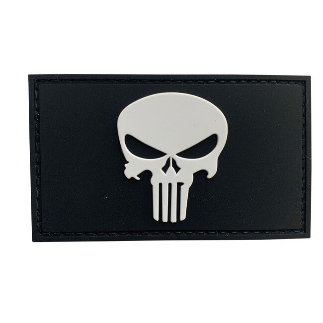 WARAGOD Punisher PVC нашивка, черна и бяла