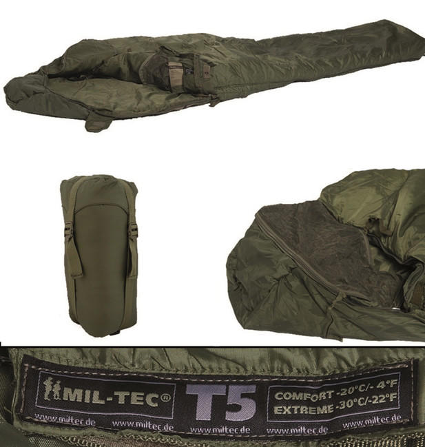 Mil-Tec Tactical T5 спален чувал, маслинен, -23 °C