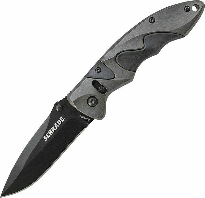 Schrade джобен нож алуминиев гума, сива черна 9,2 см