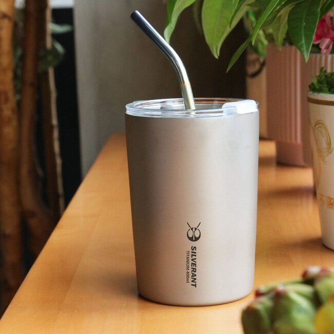 Silverant титанов канче със сламка двустенно 400 ml