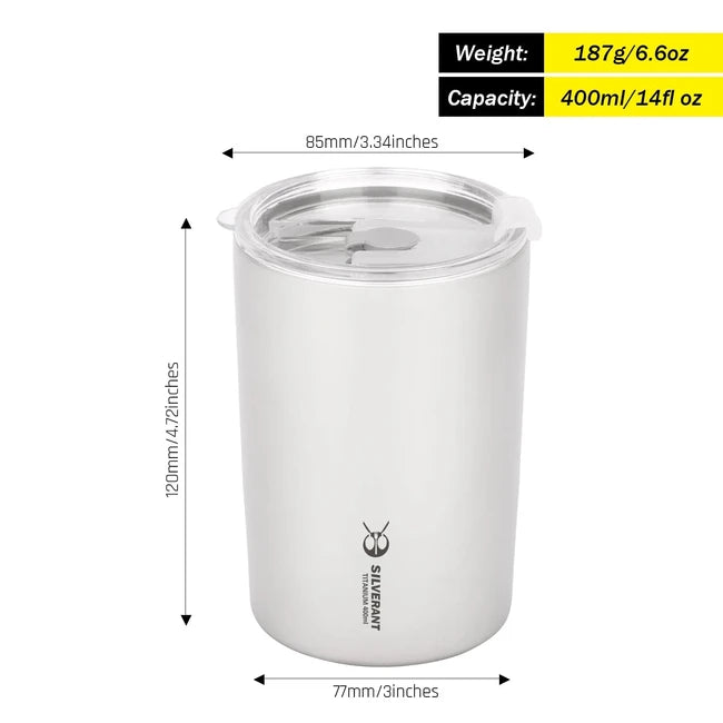 Silverant титанов канче със сламка двустенно 400 ml