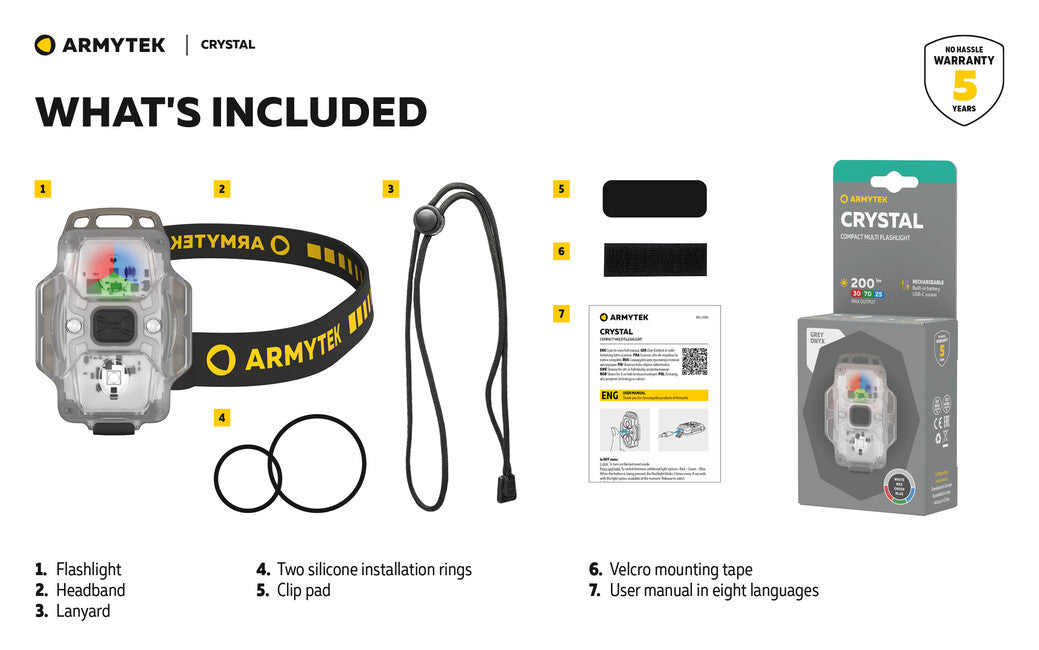 ArmyTek Crystal сиво прозрачен преносен LED фенер F07102G