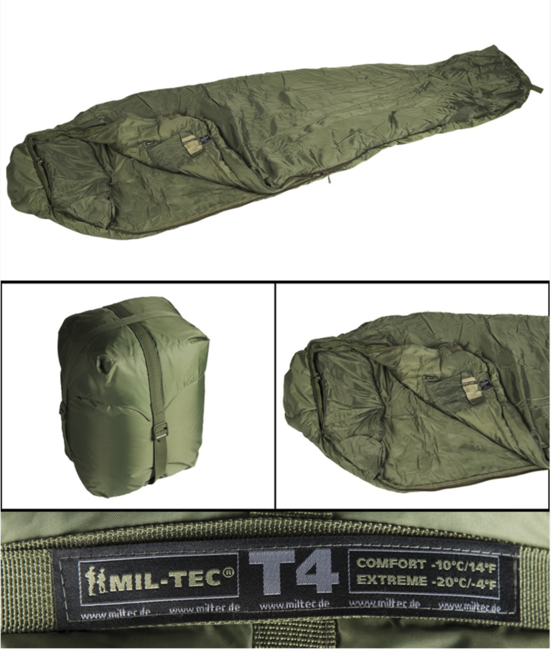 Mil-Tec Tactical T4 спален чувал, маслинен 2/-19 °C