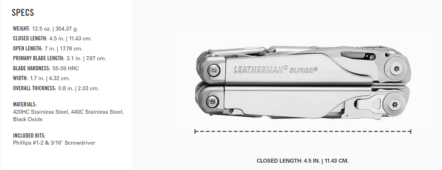 Leatherman SURGE мултитул, черен