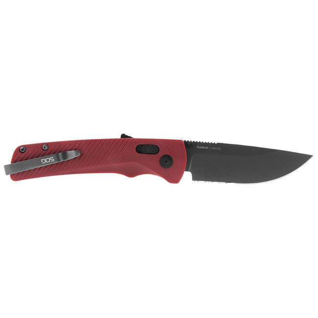 SOG Flash AT закриващ нож - гранатено червен - частично серран