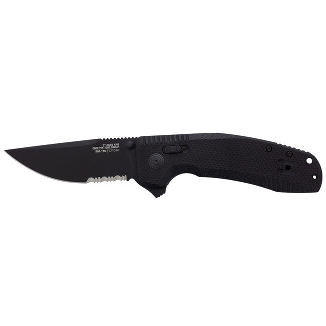 SOG SOG-TAC XR Blackout джобен нож с частично назъбено острие