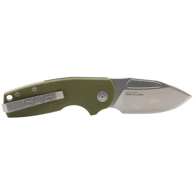 SOG STOUT сгъваем нож Clip Point SJ, маслиненозелен