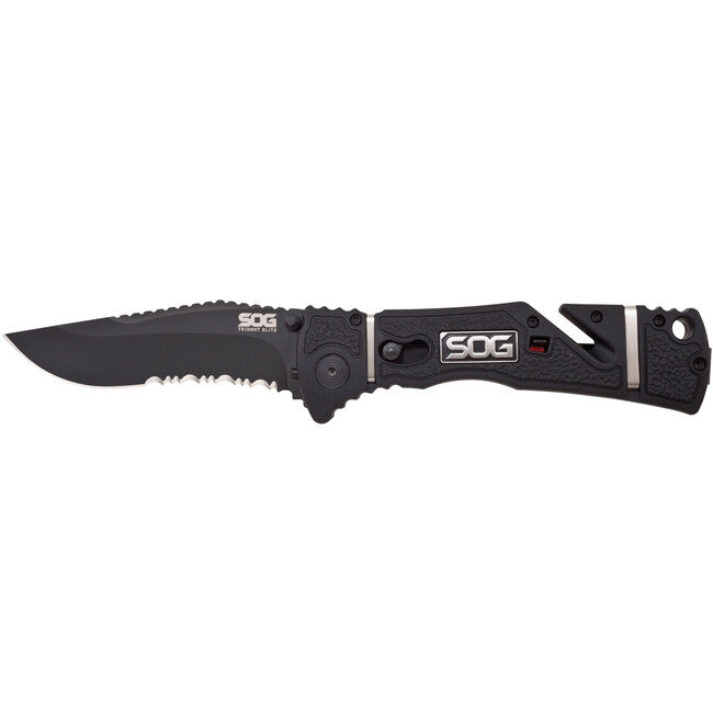 SOG Trident Elite сгъваем нож Part Serr, Black TiNi
