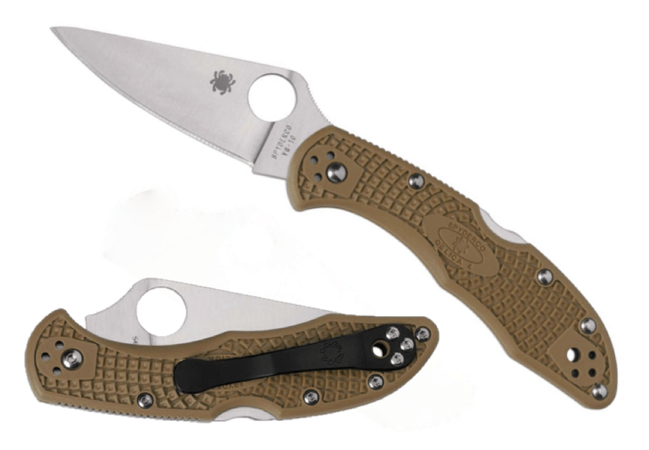 Spyderco Delica 4 Lightweight джобен нож Flat Ground, кафяв FRN, 7,5 см