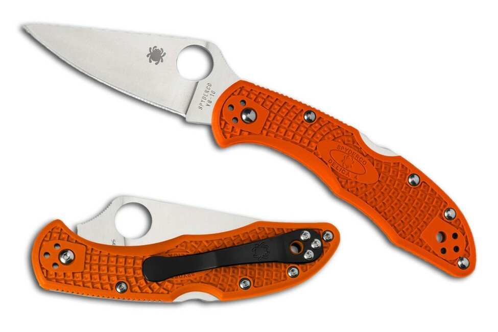 Spyderco Delica 4 Lightweight Flat Ground джобен нож 7,5 см, оранжев, FRN
