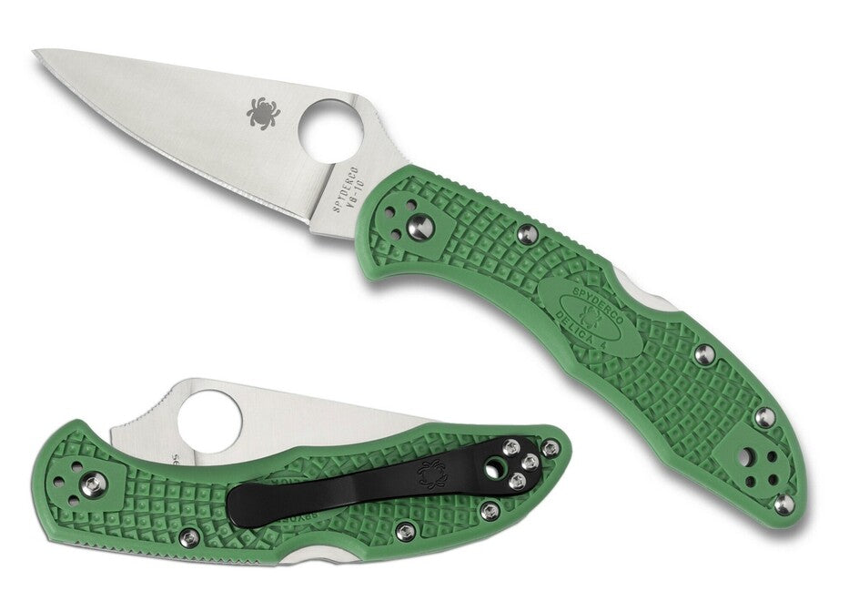 Spyderco Delica 4 Lightweight Flat Ground джобен нож 7,5 см, зелен, FRN