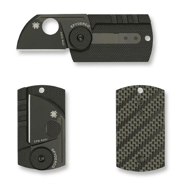 Spyderco Dog Tag Folder джобен нож за врата 3,1 см, черна, въглеродни влакна, G10