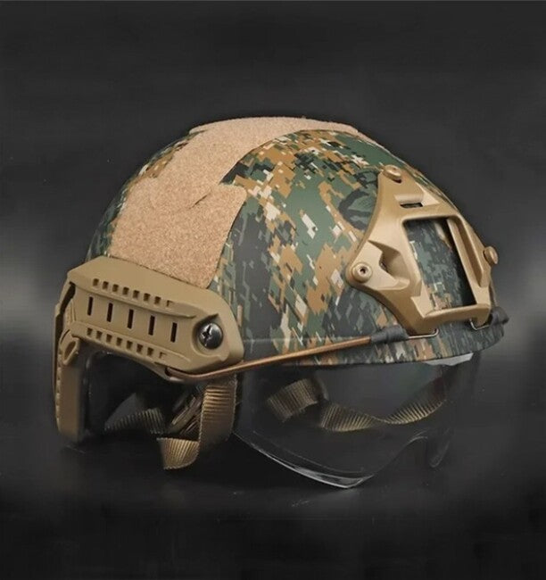 DRAGOWA Tactical Fast MH тактическа каска с очила Charger, Digital Woodland (без сертификация)