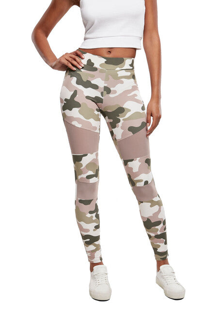Urban Classics Tech Mesh dámske legíny, duskrose camo