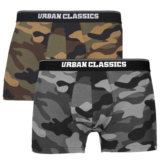 Urban Classics боксерки 2-пак, Woodcamo + тъмен камуфлаж