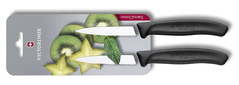 Victorinox Swiss Classic комплект от 2 ножа със зъбчата острие, черни