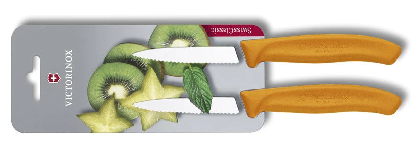 Victorinox Swiss Classic 2-частен комплект ножове със зъбкована острие, оранжев