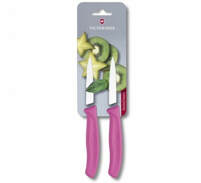 Victorinox Swiss Classic 2-предметен комплект ножове със зъбкована острие, розово