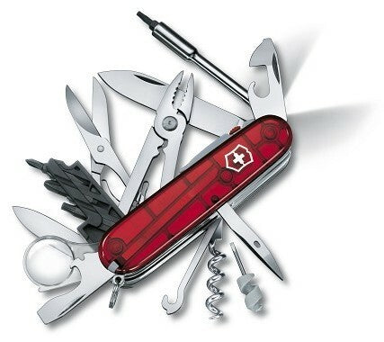 Victorinox CyberTool Lite многофункционален нож 91mm със LED и 36 функции, прозрачна червена