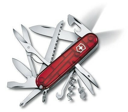 Victorinox Huntsman Lite многофункционален нож 91mm LED, прозрачна червена, 21 функции