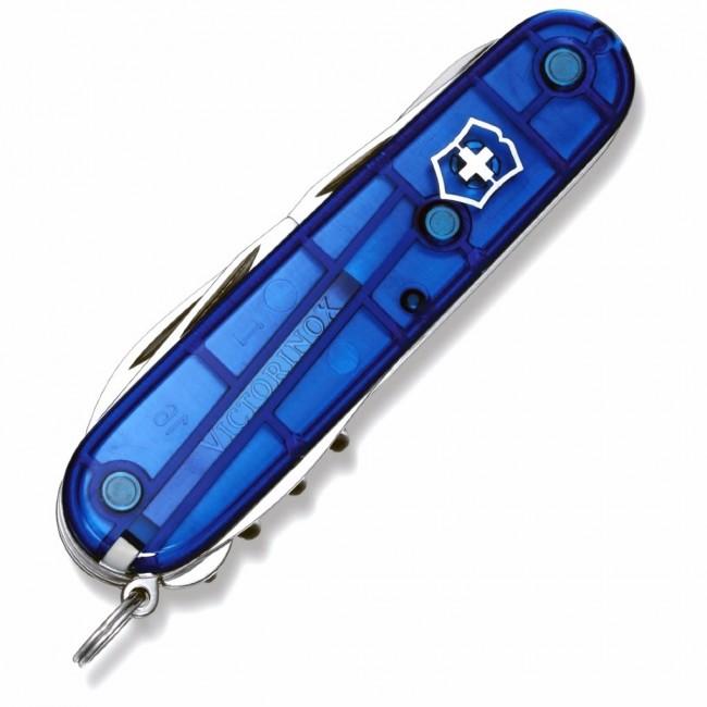 Victorinox Huntsman джобен нож 91mm, прозрачен син