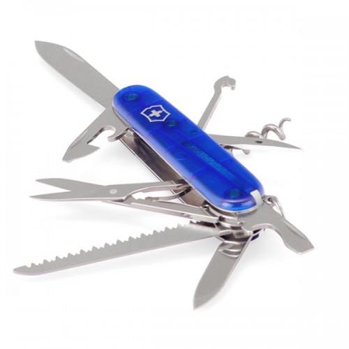 Victorinox Huntsman джобен нож 91mm, прозрачен син