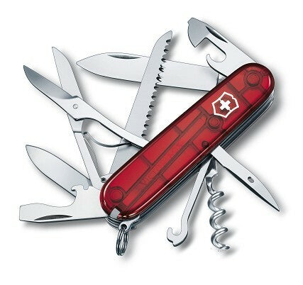 Victorinox Huntsman многофункционален Ruby нож 91mm, прозрачна червена, 15функции, блистер
