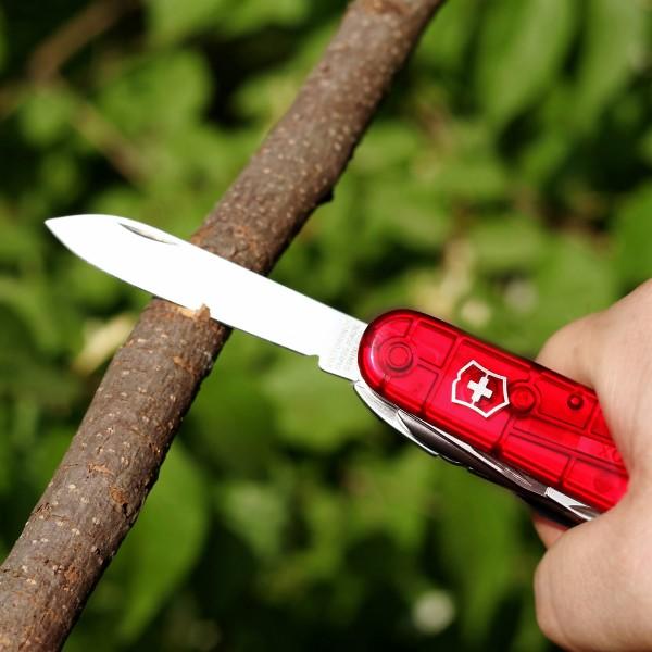 Victorinox Huntsman джобен нож 91mm, прозрачен, червен