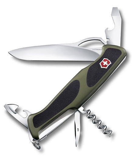 Victorinox RangerGrip 61 многофункционален нож 130 мм, 11 функции, зелено-черен