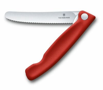 Victorinox Swiss Classic джобен нож за плодове и зеленчук със зъбчата острие, червен