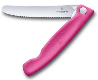 Victorinox Swiss Classic сгъваемо острие за плодове и зеленчук със зъбки, розово