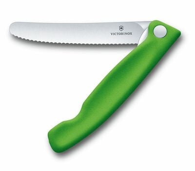 Victorinox Swiss Classic джобен нож със зъбкована острие за плодове и зеленчук, зелен