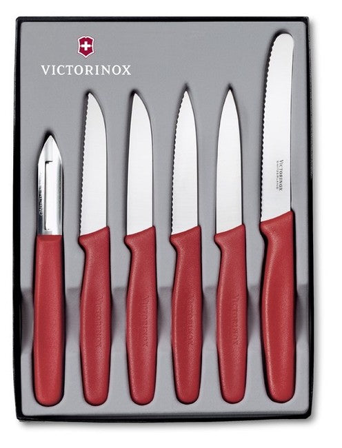 Victorinox комплект от 6 ножа, червен