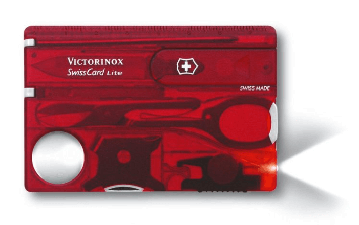 Victorinox SwissCard Lite джобен нож Ruby, прозрачна червена, 13 функции, блистер