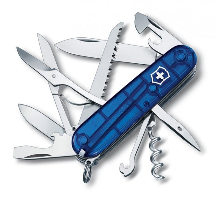Victorinox Huntsman джобен нож 91mm, прозрачен син