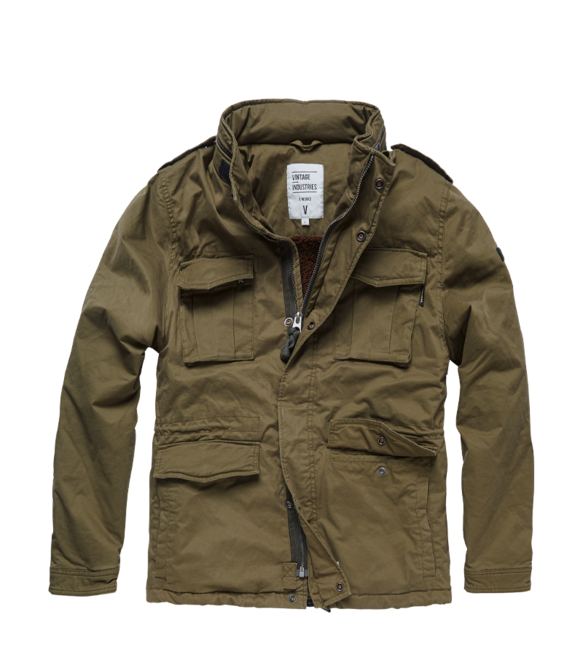 Vintage Industries Madison яке, маслинен шалвей