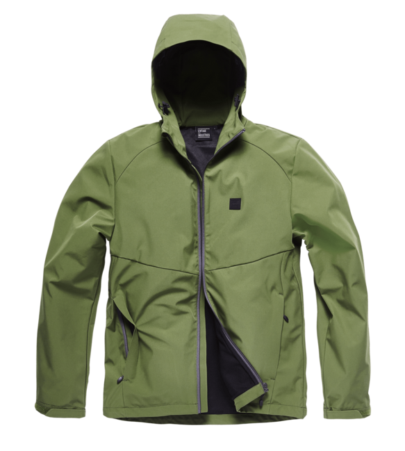 Vintage Industries Ather яке софтшел, маслинено