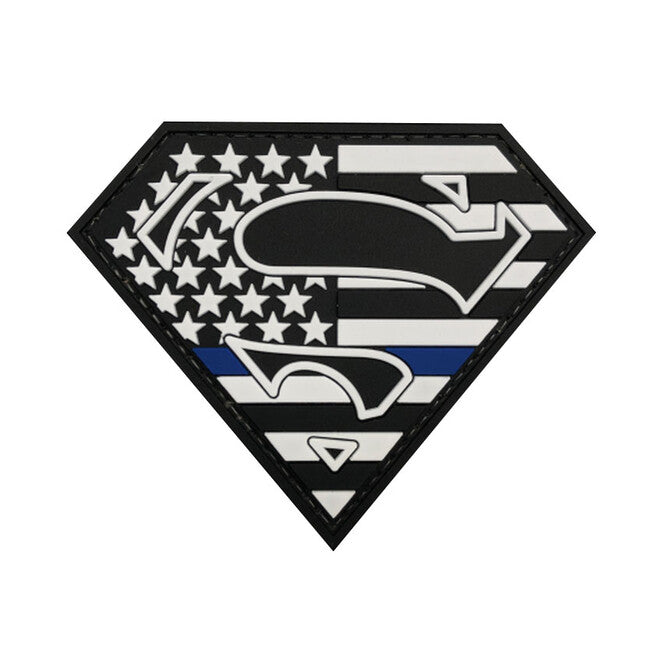 WARAGOD 3D Superman нашивка 9x7,5 см, синя линия