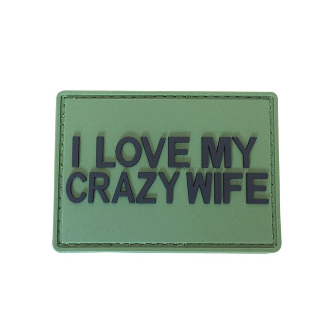 WARAGOD I обичам my crazy wife PVC нашивка, зелена