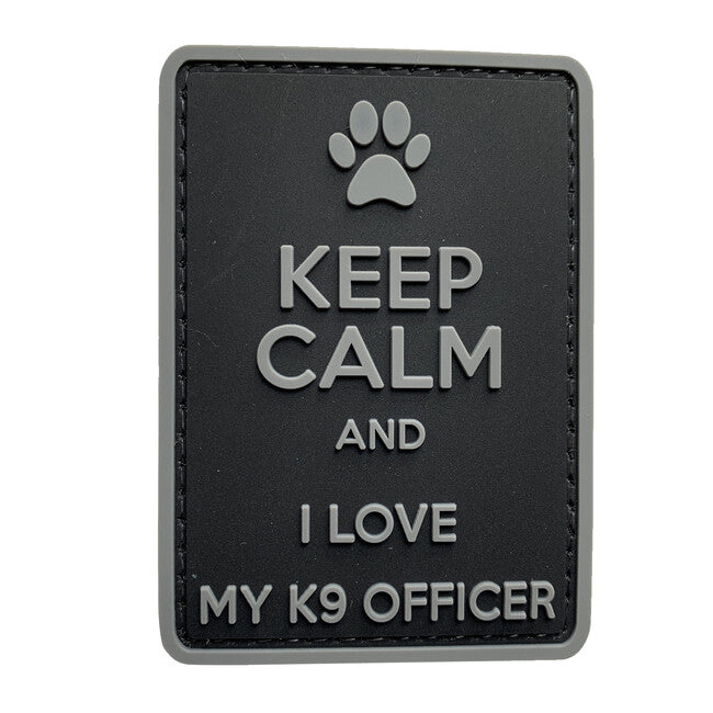 WARAGOD Keep Calm и I обичам my K9 PVC нашивка, черна сива