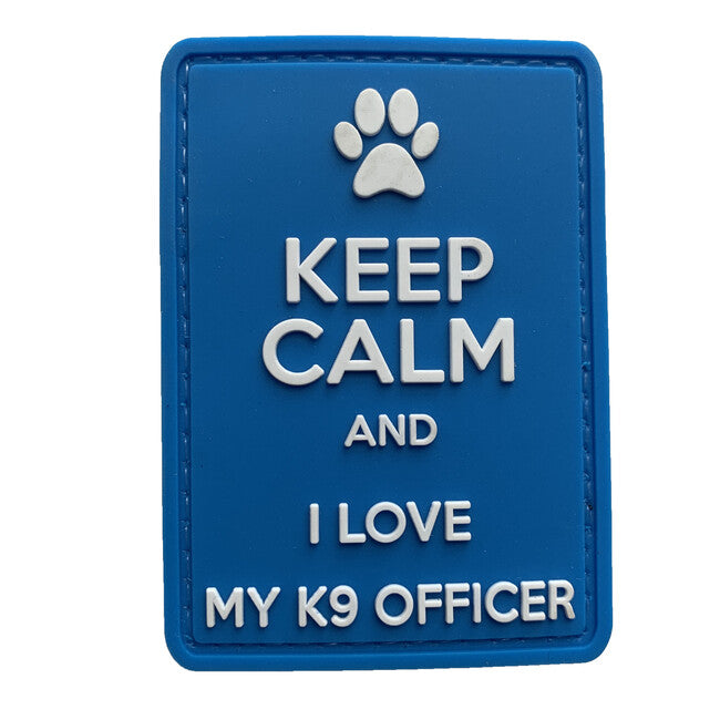 WARAGOD Keep Calm и I обичам my K9 PVC нашивка, синя