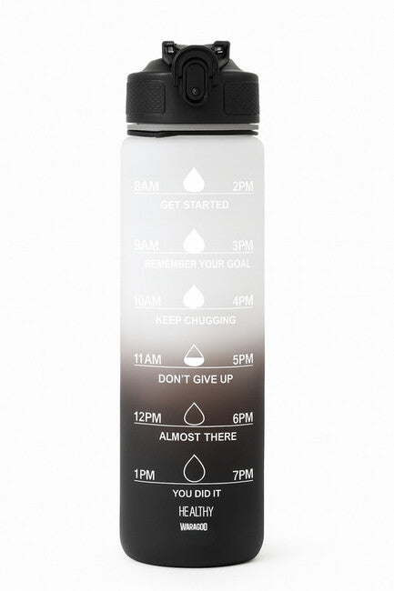 WARAGOD Hydrate мотивационна бутилка за вода 1000ml, черна/бяла