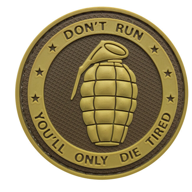 WARAGOD 3D не Run,You'll only Die Tired Grenade нашивка койот, 6cm