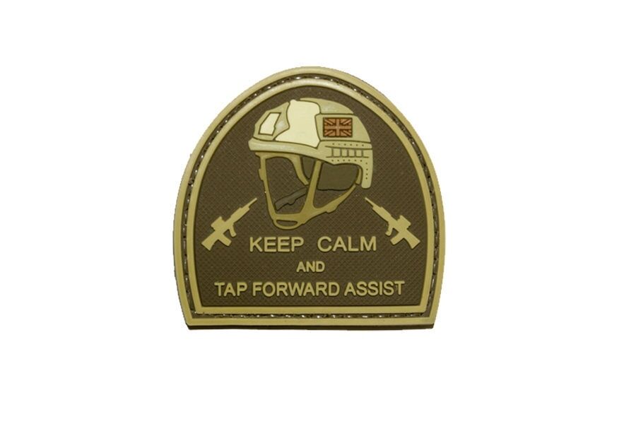 WARAGOD Запази спокойствието и Tap Forward Assist 3D нашивка Carved койот, 5см