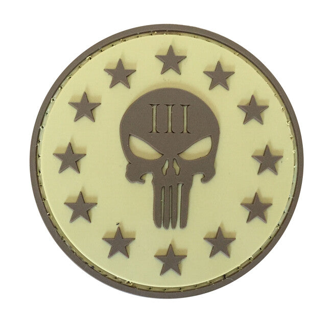 WARAGOD 3D Кръгла форма на Three Percenter Punisher нашивка, койот 6см